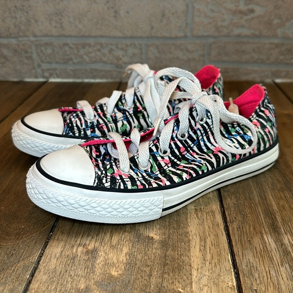 Converse Chuck Taylor Paint Splatter Glitter Zebra All Star Junior's Ox Low Top - Picture 6 of 12
